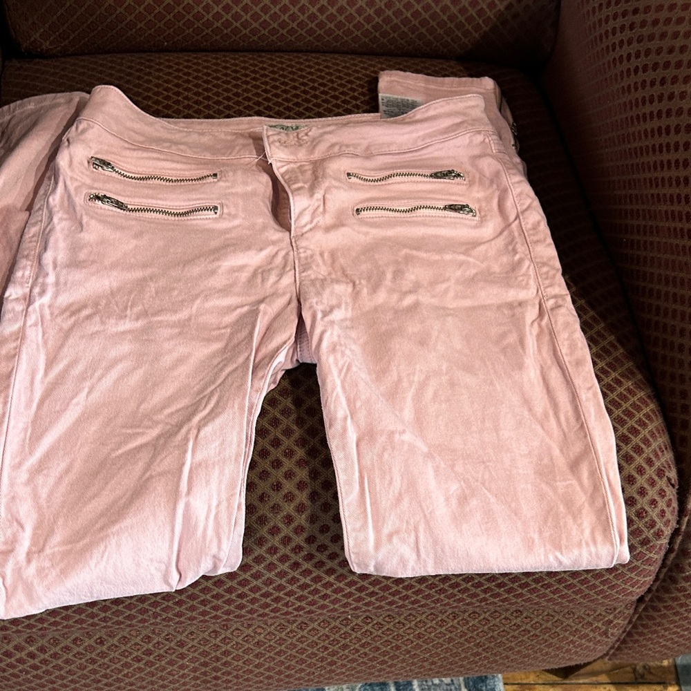 Guess Light Pink Pants with Zipper Accents